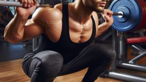 man doing back squat at gym
