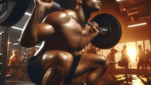 man squatting in gym